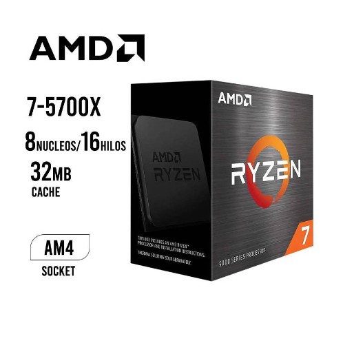 PROCESADOR AMD RYZEN 7 5700X, 3.40 / 4.60GHZ, 32MB L3 CACHE, 8-CORE, AM4, 7NM, 65W.