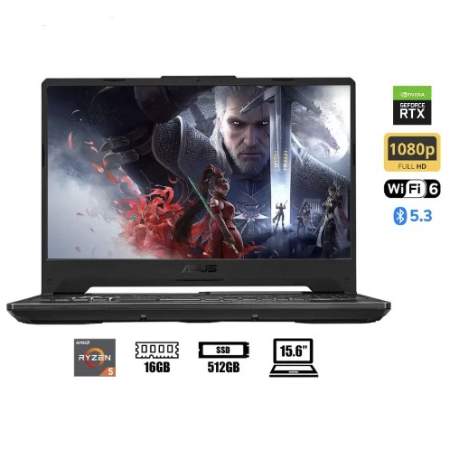 LAPTOP ASUS RYZEN 5 TUF GAMING A15 FA506NC-HN016 , RYZEN 5-7535HS, 15.6" FHD 144HZ, 16GB, SSD 512GB, NVIDIA RTX 3050 4GB 