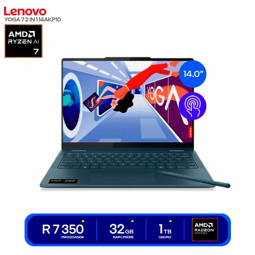 LAPTOP LENOVO YOGA 7 2-EN-1 14AKP10, RYZEN 7 350, 32GB, SSD 1TB, 14PULG  |83JR006YLM