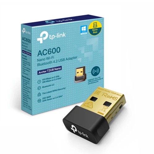 ADAPTADOR WIFI TP-LINK AC600 ARCHER T2UB NANO  USB 2.0 | BLUETOOTH  + 2.4 GHZ + 5GHZ | T2UB NANO