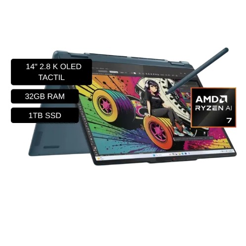 LAPTOP LENOVO YOGA 7 2-EN-1 14AKP10, RYZEN 7 350, 32GB, SSD 1TB, 14PULG  |83JR006YLM